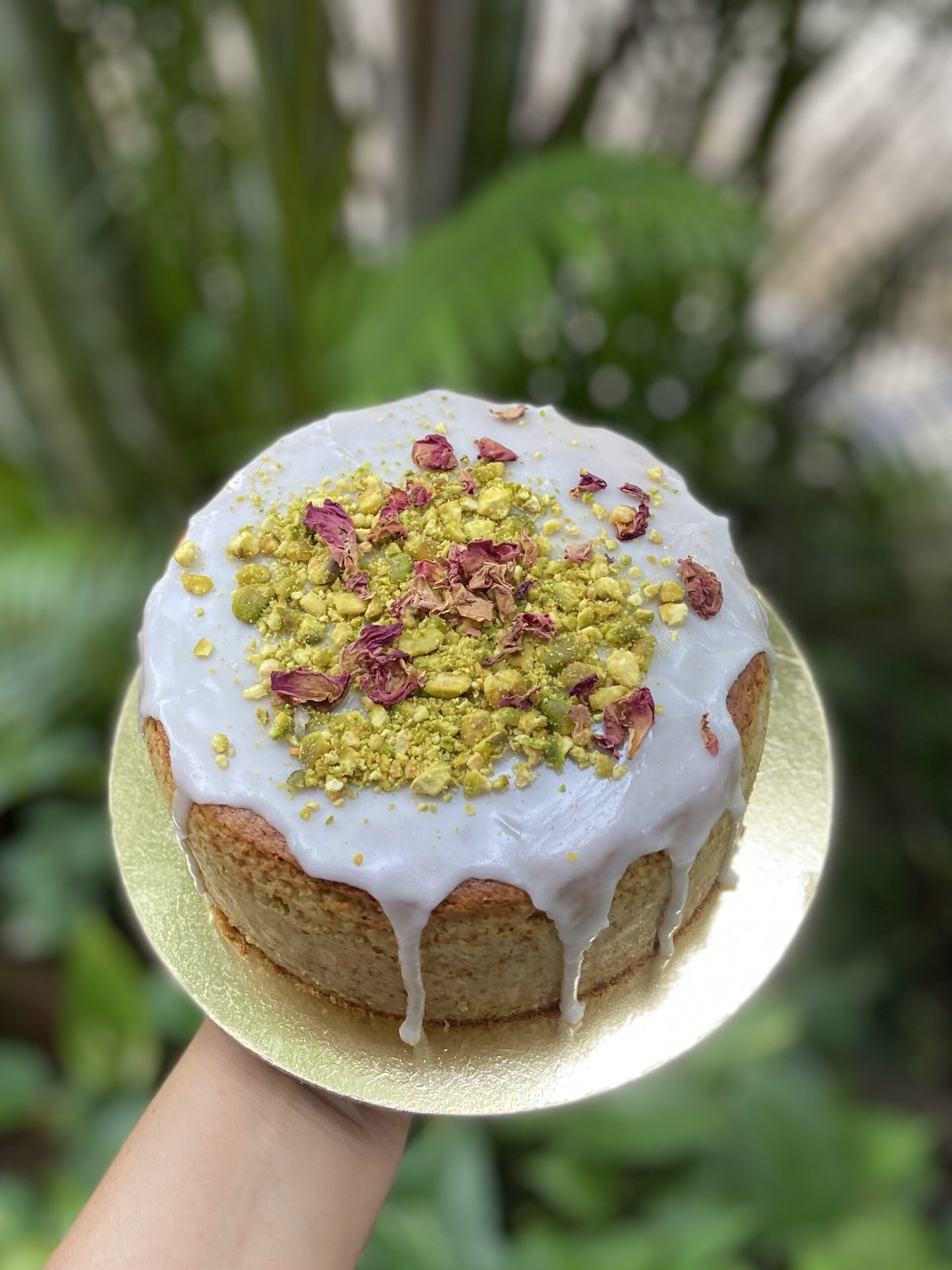 Rose Pistachio Travel Cake